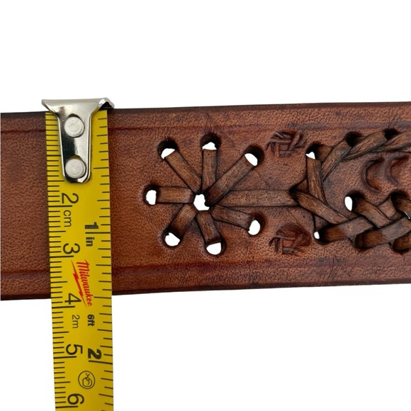 Leather Belt Mexico Flower Pierced Boho Fall Classic Tooled Cowgirl Womens - Picture 11 of 12